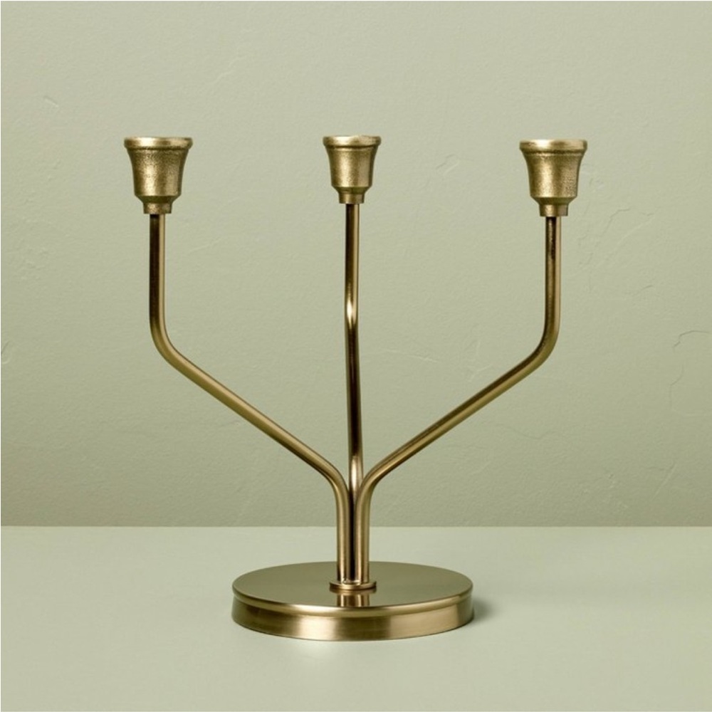 Splayed Taper Brass Candelabra Antique Finish - Hearth & Hand™ with Magnolia - Picture 2 of 4